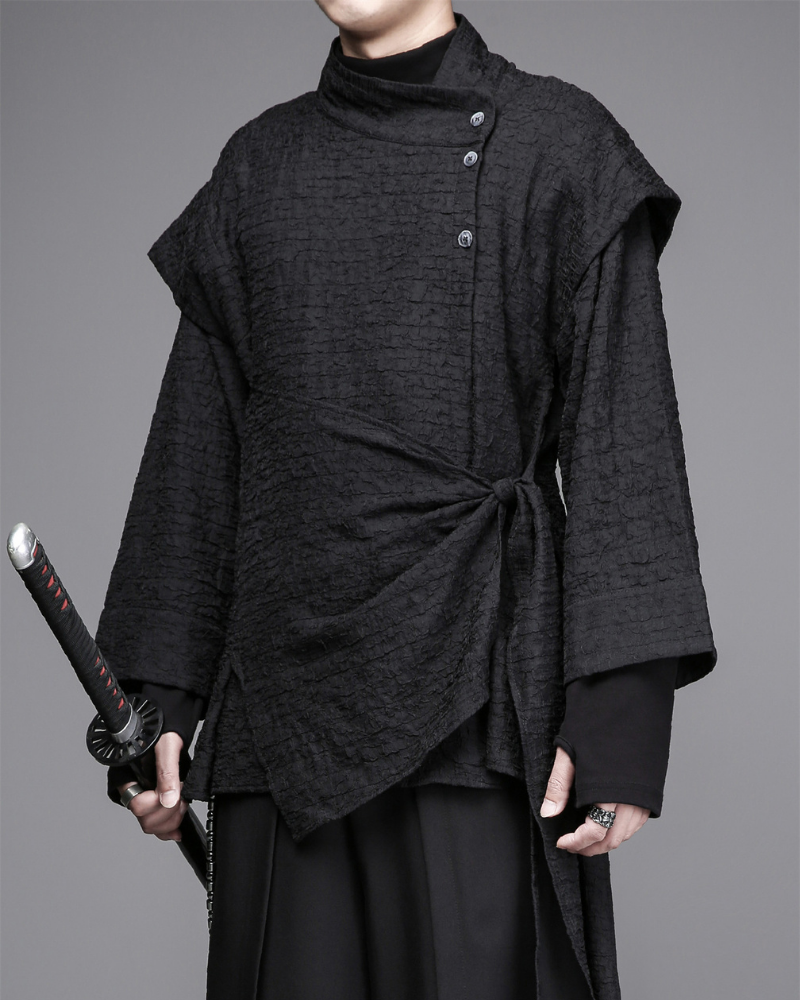 Dark Modern Japanese Asymmetrical Robe Shirt Zeroph