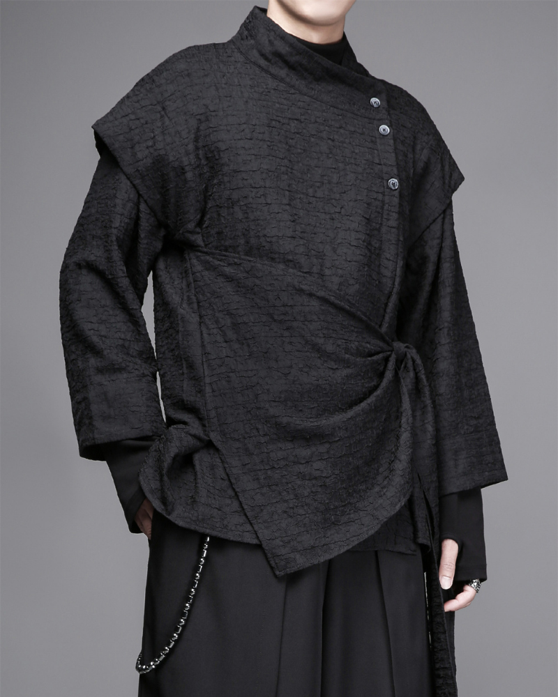 Dark Modern Japanese Asymmetrical Robe Shirt Zeroph