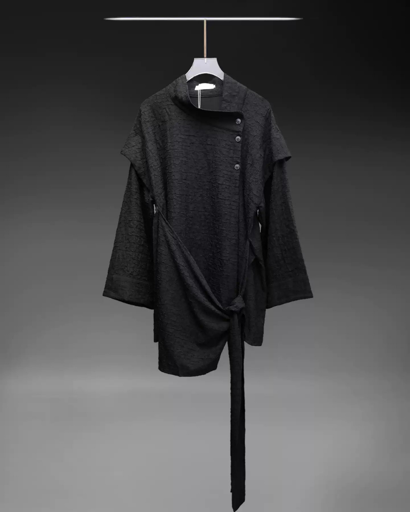 Dark Modern Japanese Asymmetrical Robe Shirt Zeroph