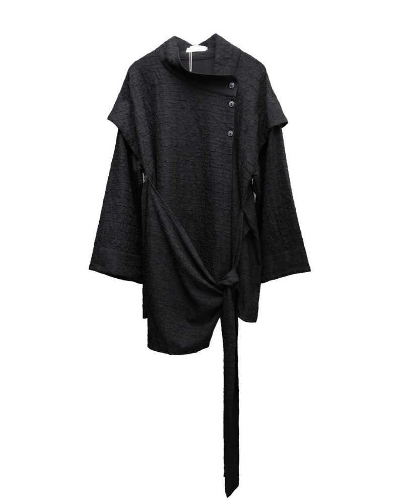 Dark Modern Japanese Asymmetrical Robe Shirt Zeroph
