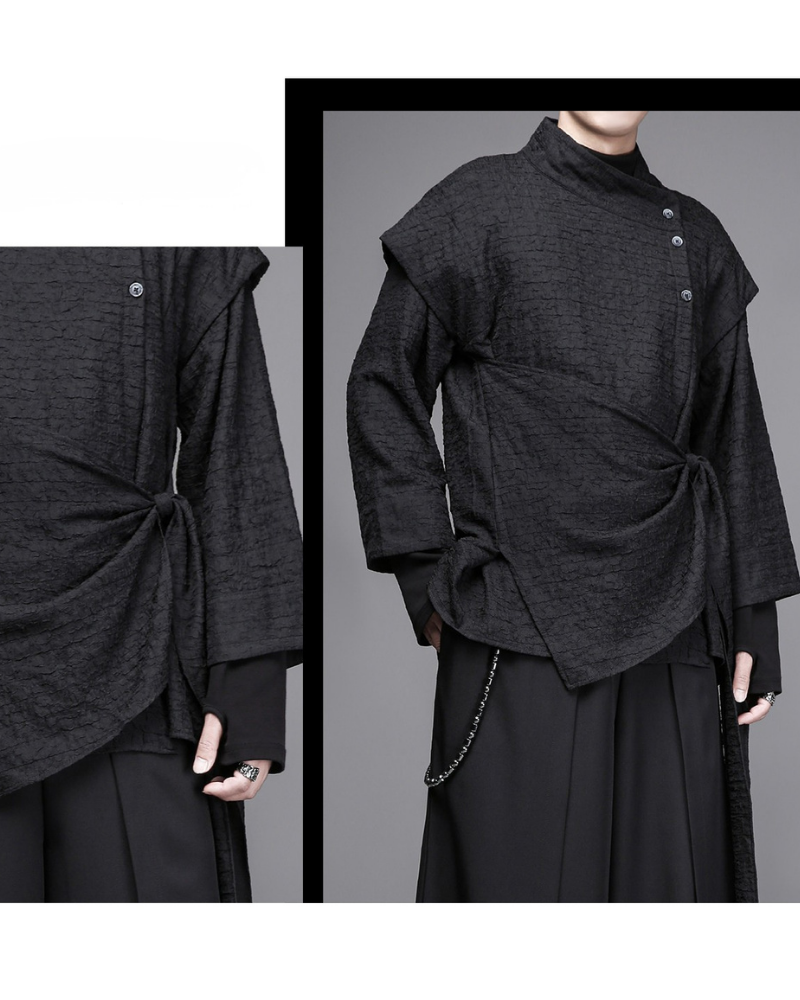 Dark Modern Japanese Asymmetrical Robe Shirt Zeroph