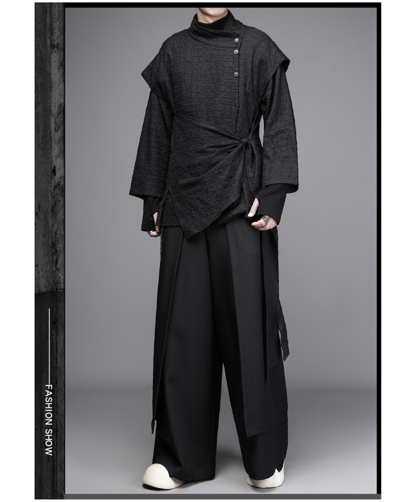 Dark Modern Japanese Asymmetrical Robe Shirt Zeroph