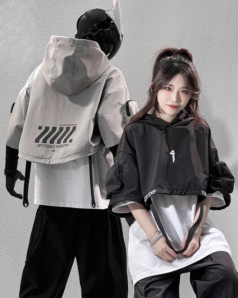 Functional Hooded Short Black Cape Zeroph