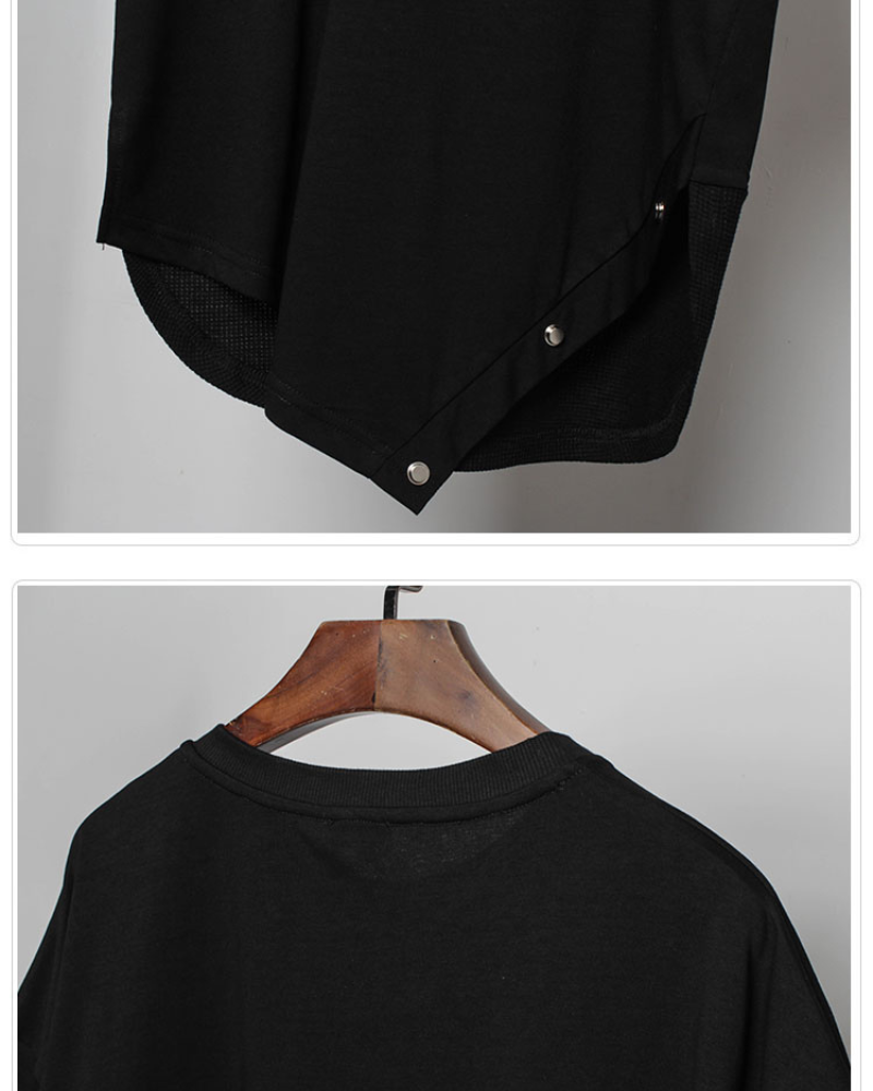 Functional Irregular Stitching Zipper Triangle Hem T-Shirt Zeroph
