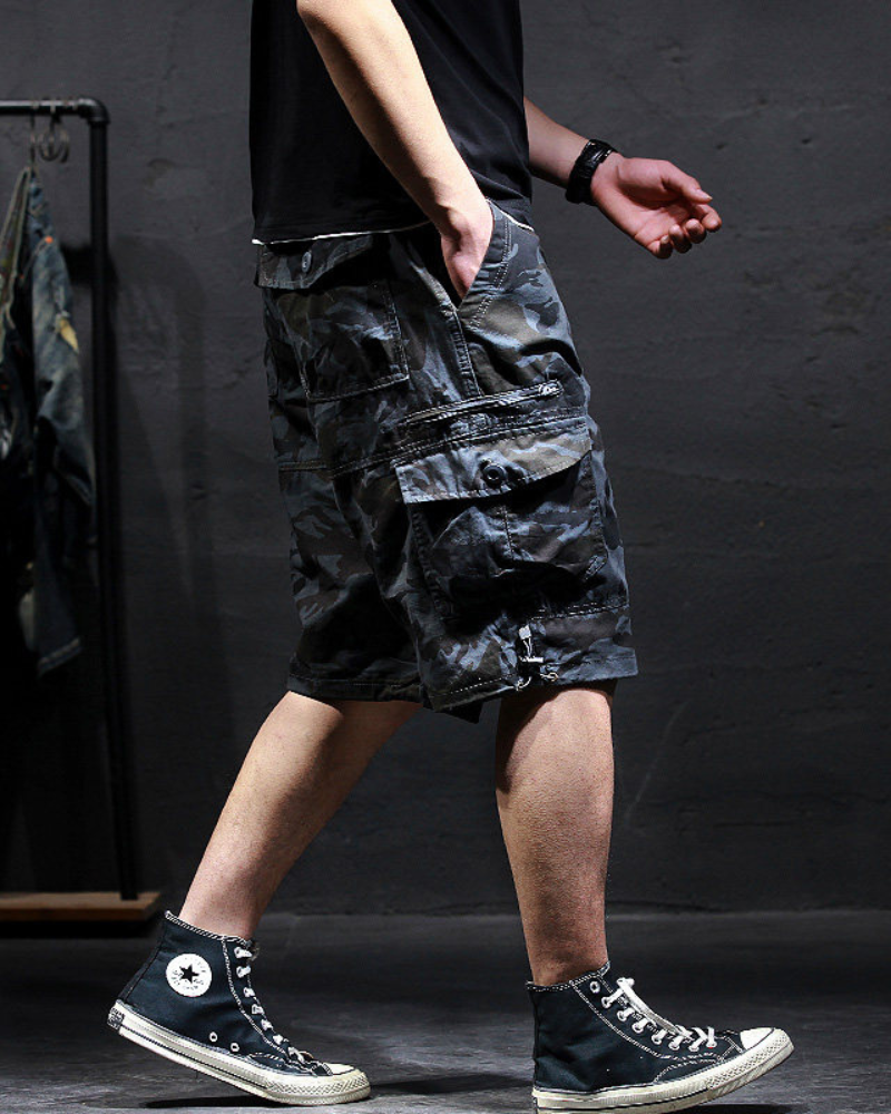 Men’s Loose Summer Black Camo Jorts Zeroph