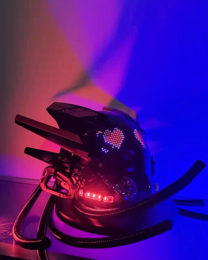 Over the Rainbow Rhythm Cyberpunk Helmet Mask ( Customizable Text And Image Available) Zeroph