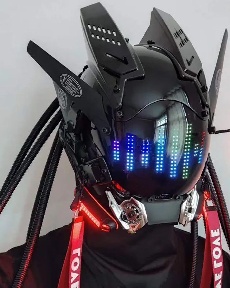 Over the Rainbow Rhythm Cyberpunk Helmet Mask ( Customizable Text And Image Available) Zeroph