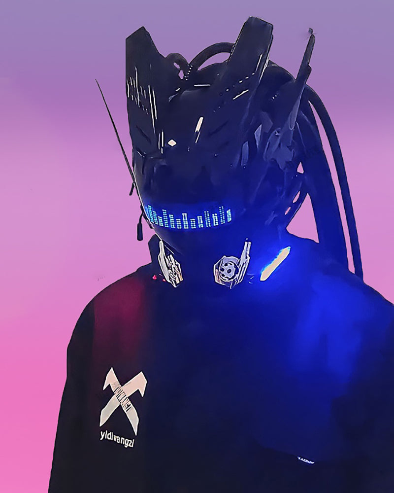 Over the Rainbow Rhythm Cyberpunk Helmet Mask ( Customizable Text And Image Available) Zeroph