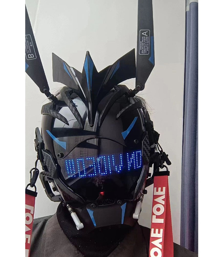 Over the Rainbow Rhythm Cyberpunk Helmet Mask ( Customizable Text And Image Available) Zeroph