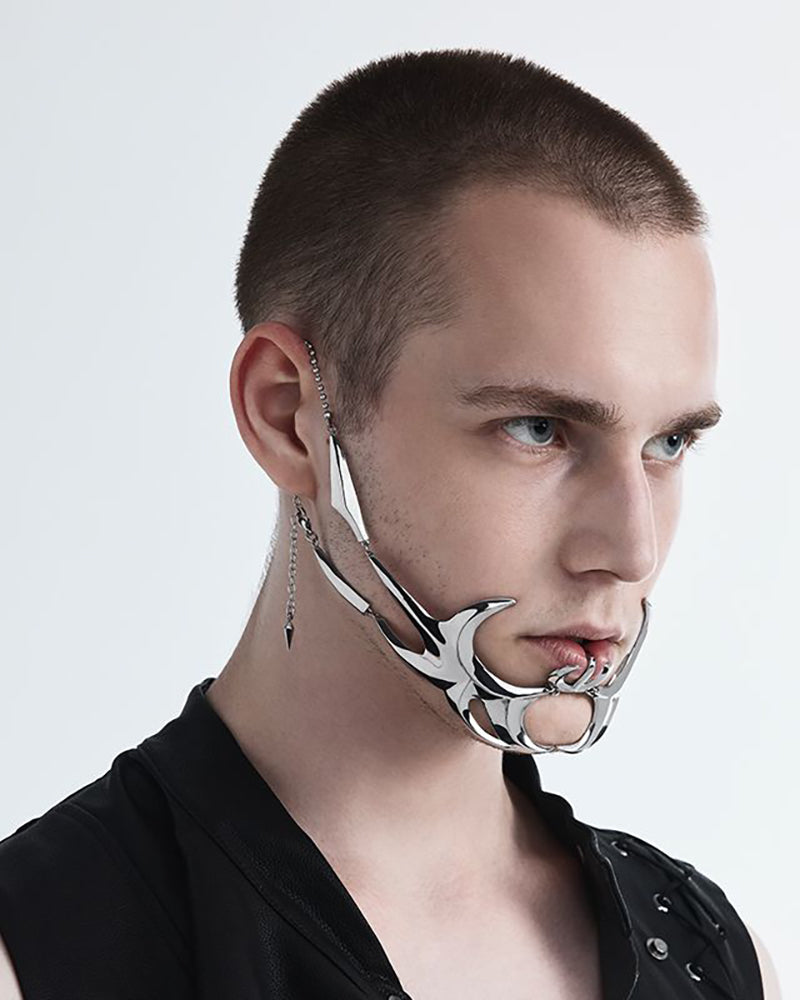 Silver Lip Ring Facial Accessory Cyberpunk Mask Zeroph