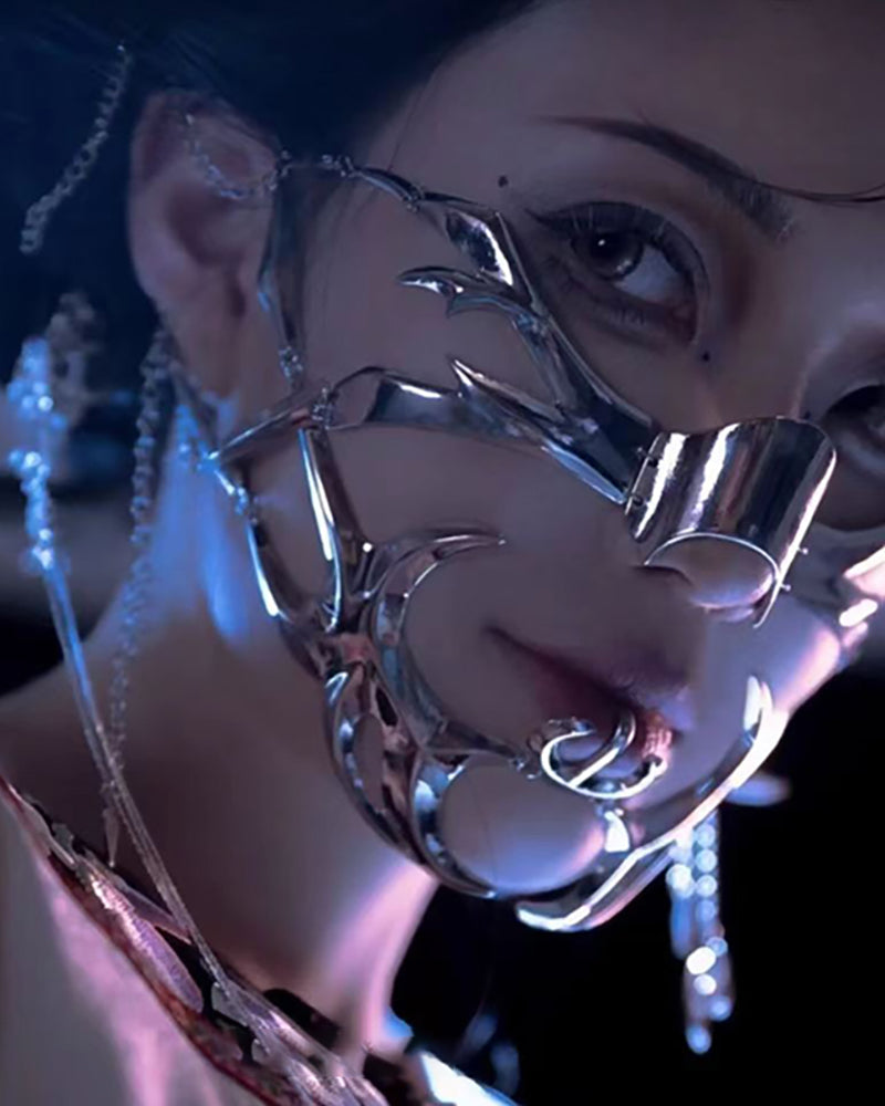 Silver Lip Ring Facial Accessory Cyberpunk Mask Zeroph