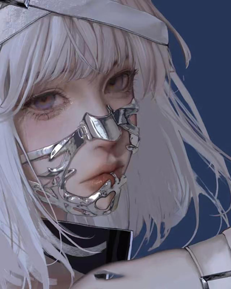 Silver Lip Ring Facial Accessory Cyberpunk Mask Zeroph