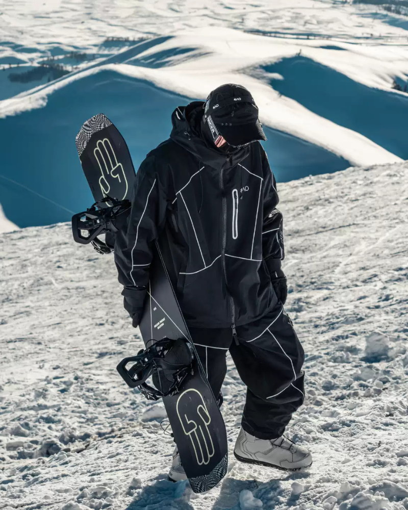 Ski Wear Black Reflective Waterproof Windproof Oversize Ski Suit - Unisex