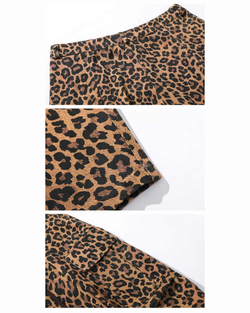 Streetwear Unisex Loose-Fit Cargo Leopard Jeans Zeroph