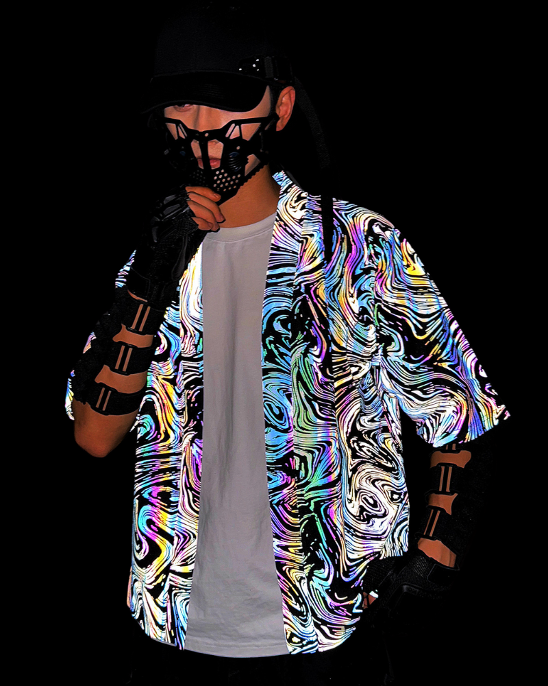Techwear Colorful Reflective Cardigan Kimono Jacket Zeroph