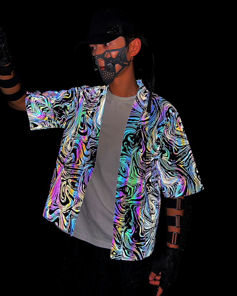 Techwear Colorful Reflective Cardigan Kimono Jacket Zeroph