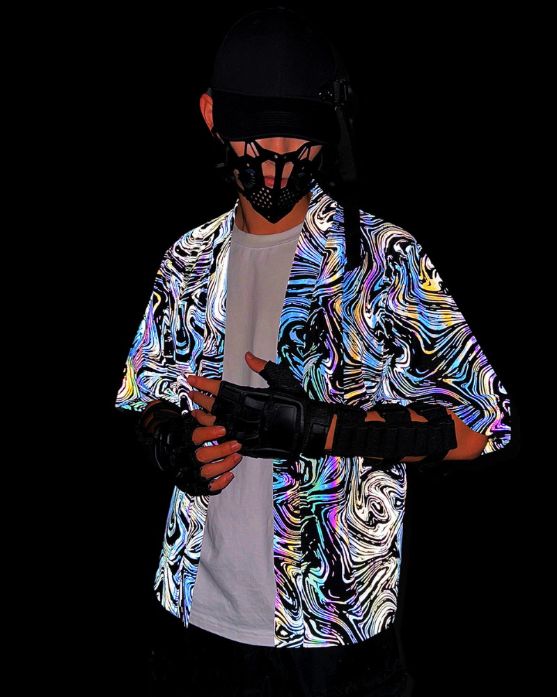 Techwear Colorful Reflective Cardigan Kimono Jacket Zeroph