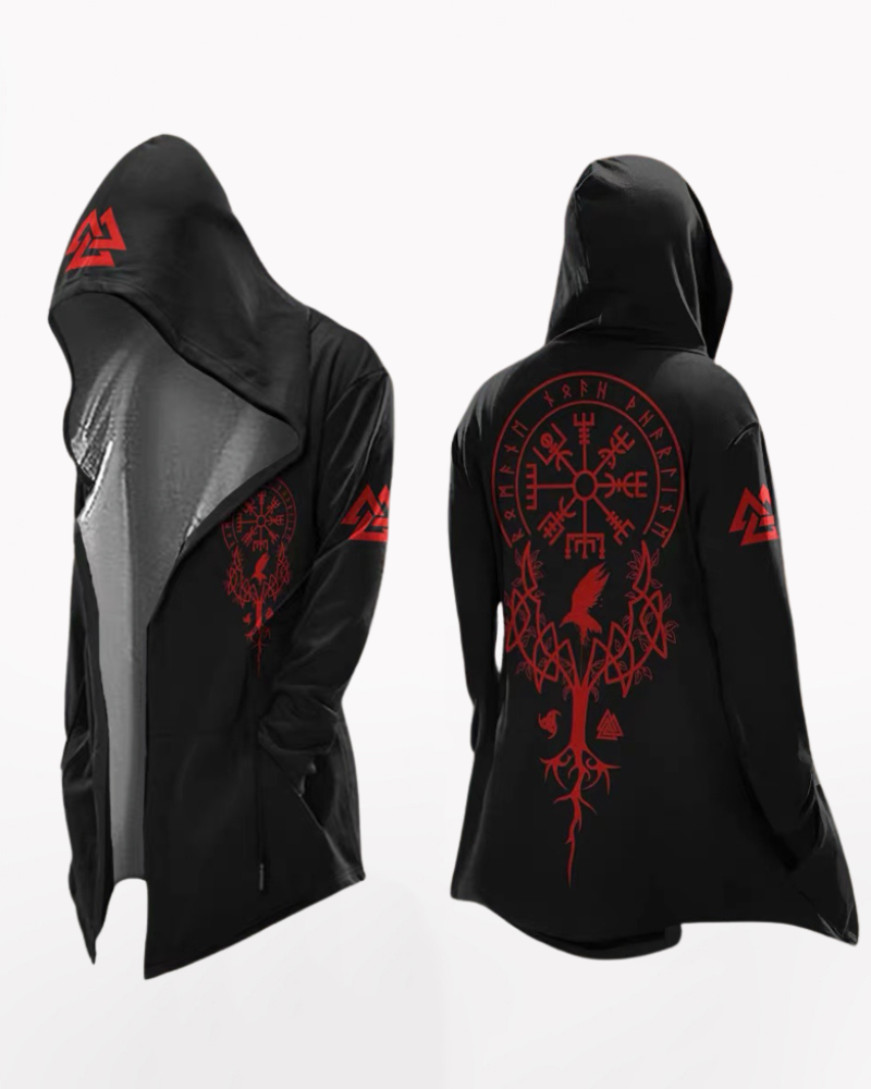 Viking Art Cosplay Vintage Totem Hooded Jacket Zeroph
