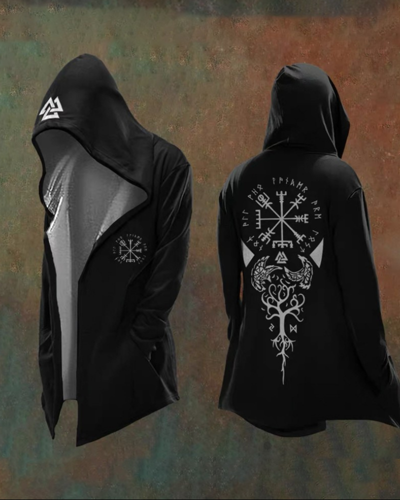Viking Art Cosplay Vintage Totem Hooded Jacket Zeroph
