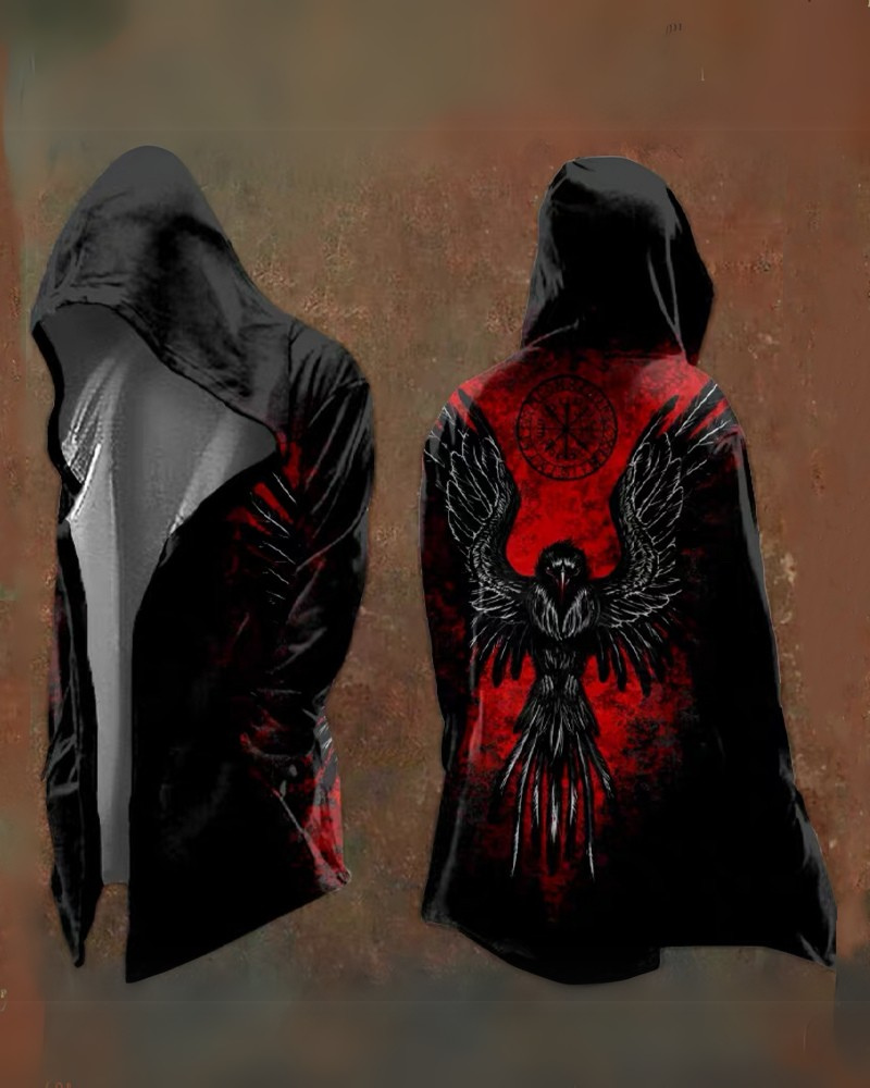 Viking Art Cosplay Vintage Totem Hooded Jacket Zeroph