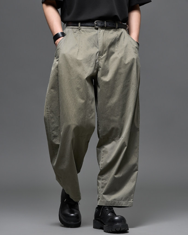 Washed Cotton Japanese Loose Men's Straight Pants Zeroph