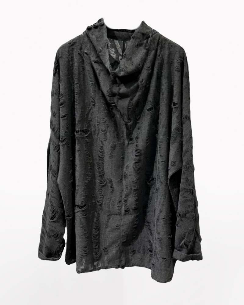 Wasteland Style Distressed Ripped High Collar Sweatshirt Zeroph