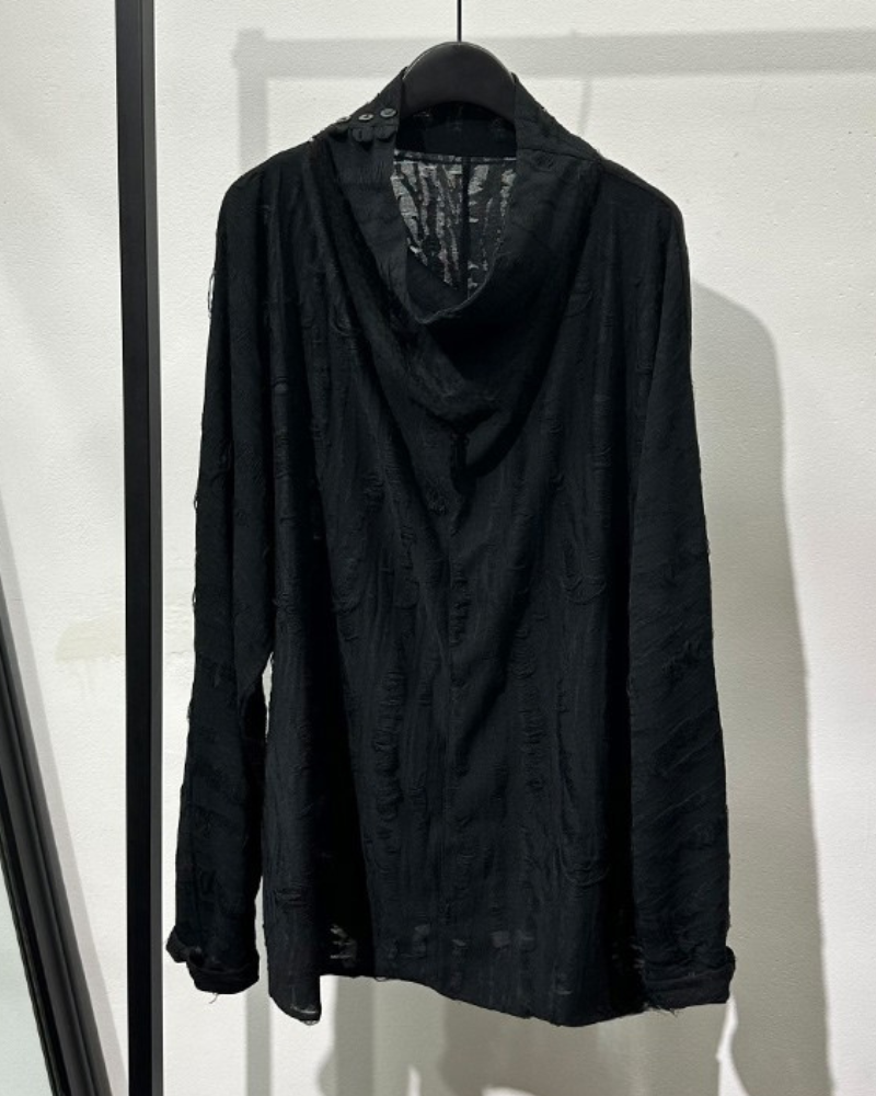 Wasteland Style Distressed Ripped High Collar Sweatshirt Zeroph