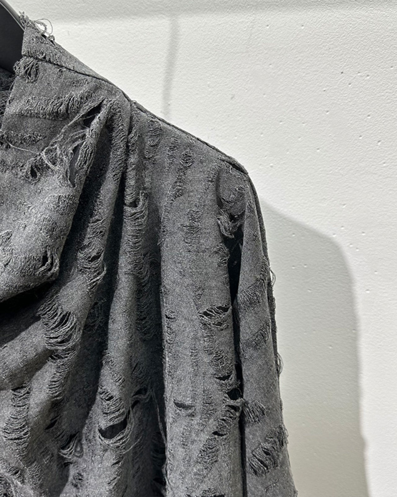 Wasteland Style Distressed Ripped High Collar Sweatshirt Zeroph