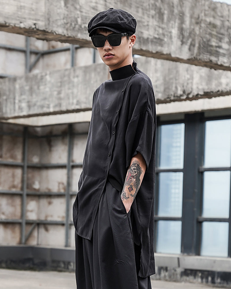 Japanese Relaxed Standing Collar Techwear Shirt Zeroph