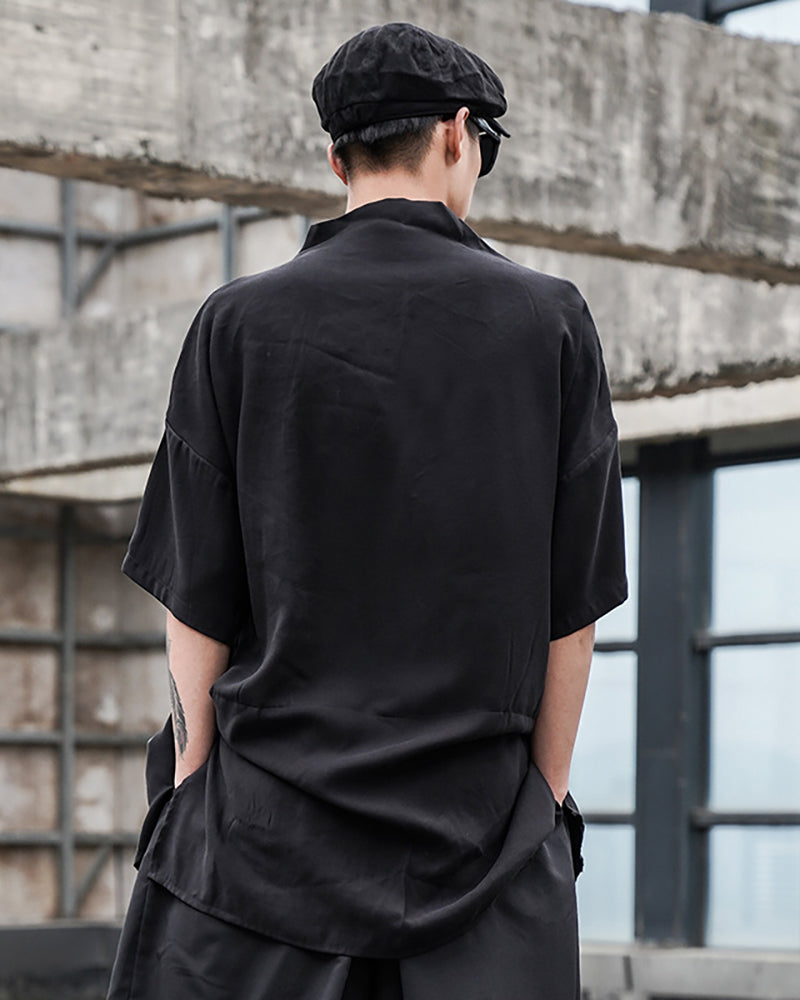 Japanese Relaxed Standing Collar Techwear Shirt Zeroph