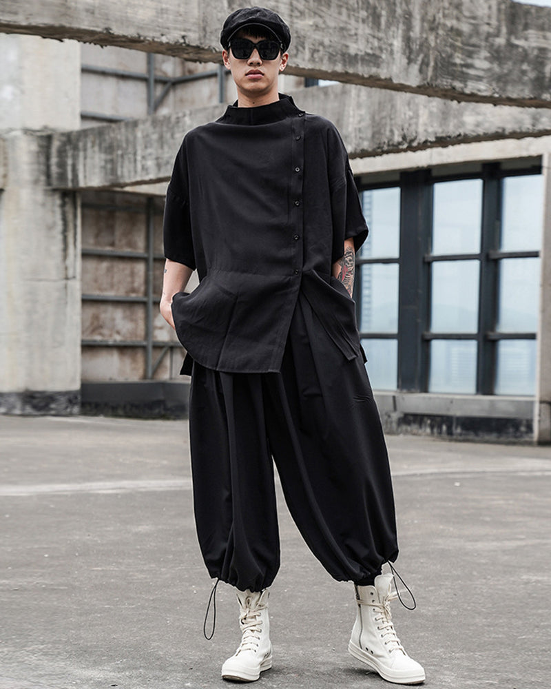Japanese Relaxed Standing Collar Techwear Shirt Zeroph