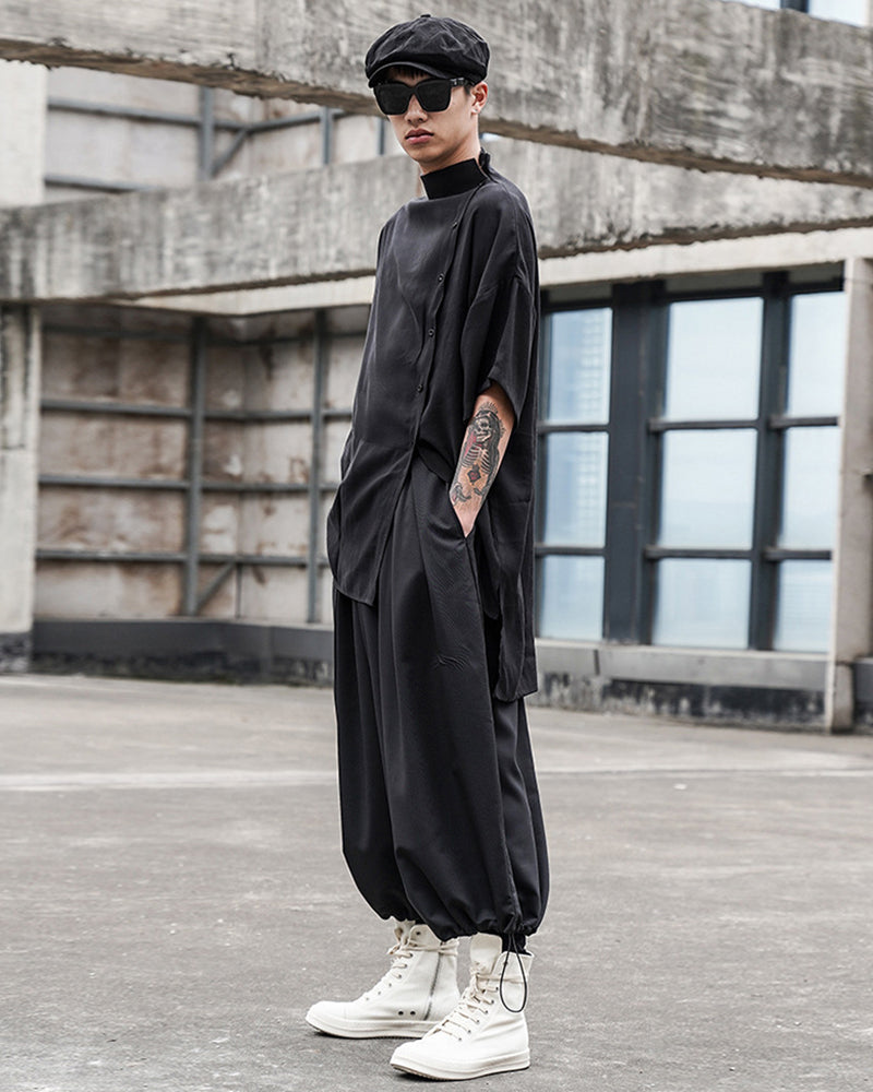 Japanese Relaxed Standing Collar Techwear Shirt Zeroph