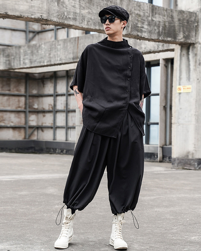 Japanese Relaxed Standing Collar Techwear Shirt Zeroph