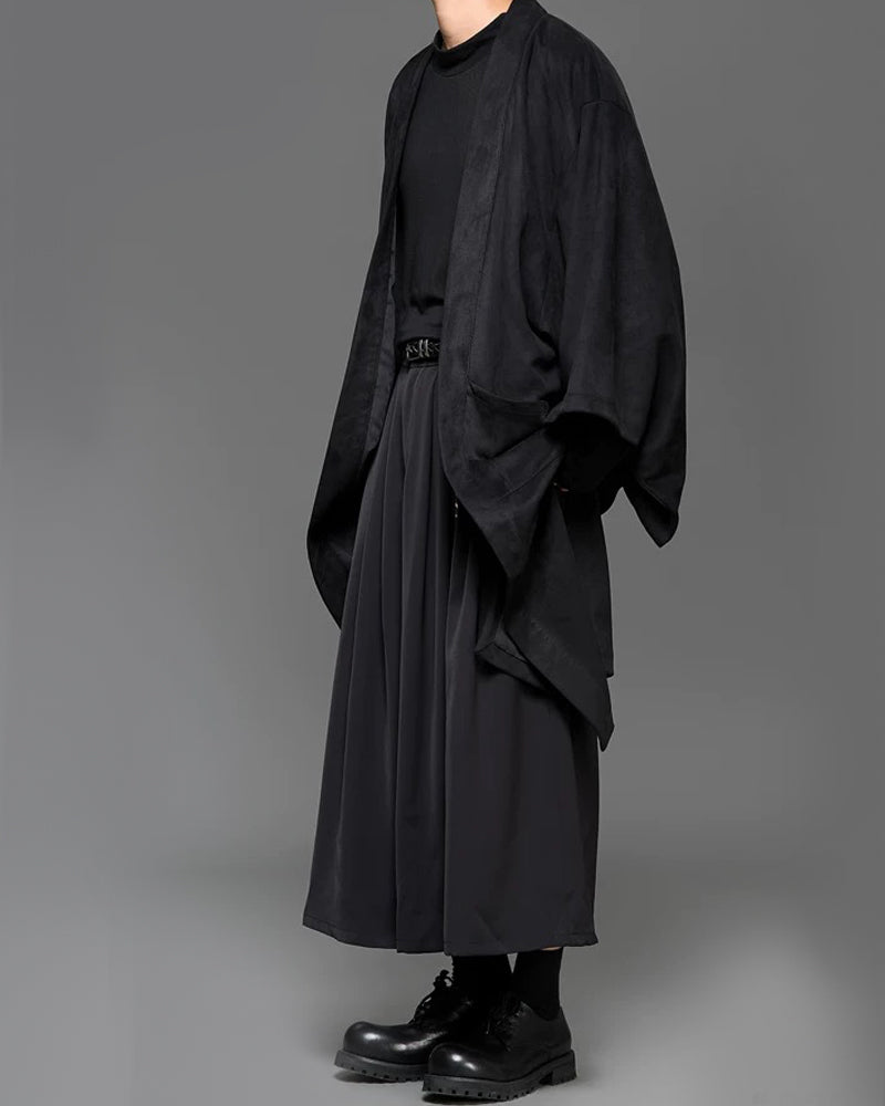 Modern Japanese Suede Long Kimino Jacket Zeroph