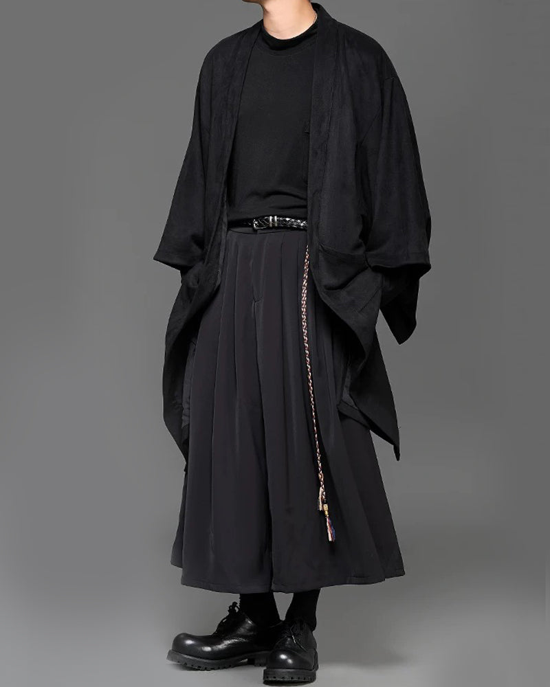 Modern Japanese Suede Long Kimino Jacket Zeroph