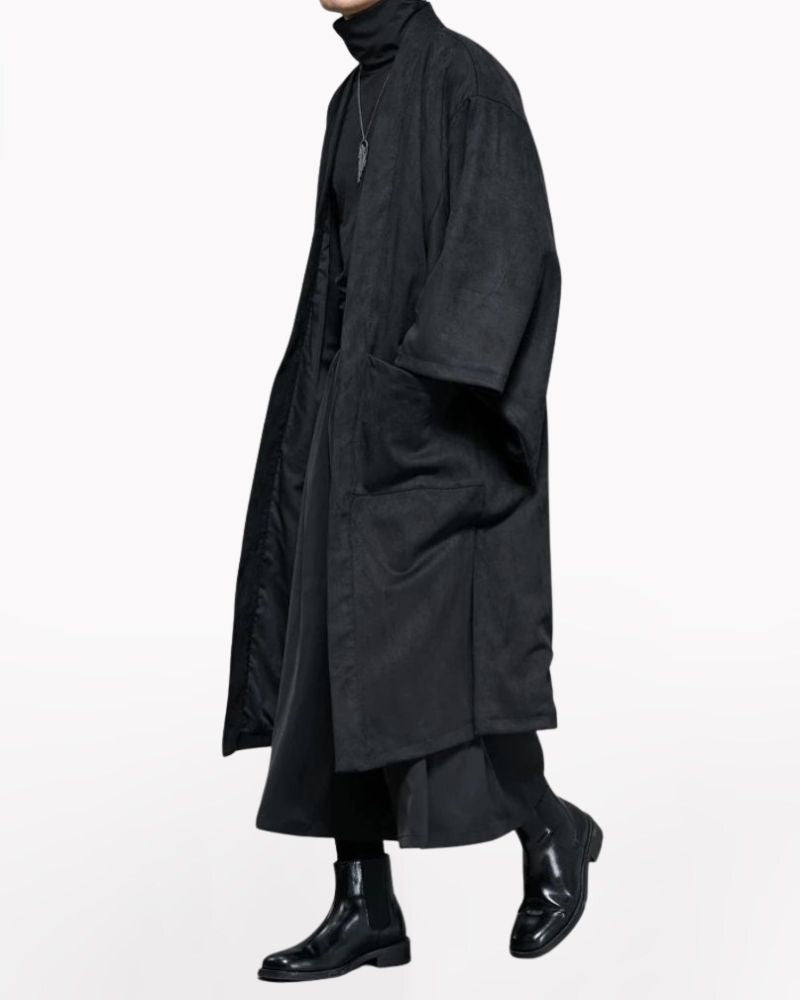 Modern Japanese Suede Long Kimino Jacket Zeroph