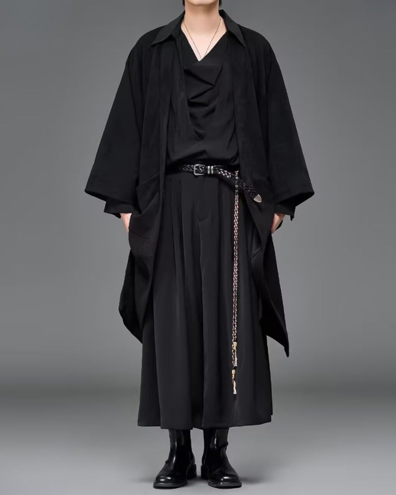 Modern Japanese Suede Long Kimino Jacket Zeroph