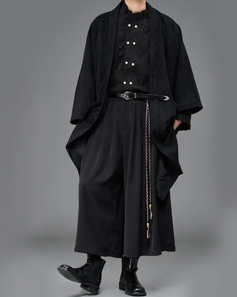 Modern Japanese Suede Long Kimino Jacket Zeroph