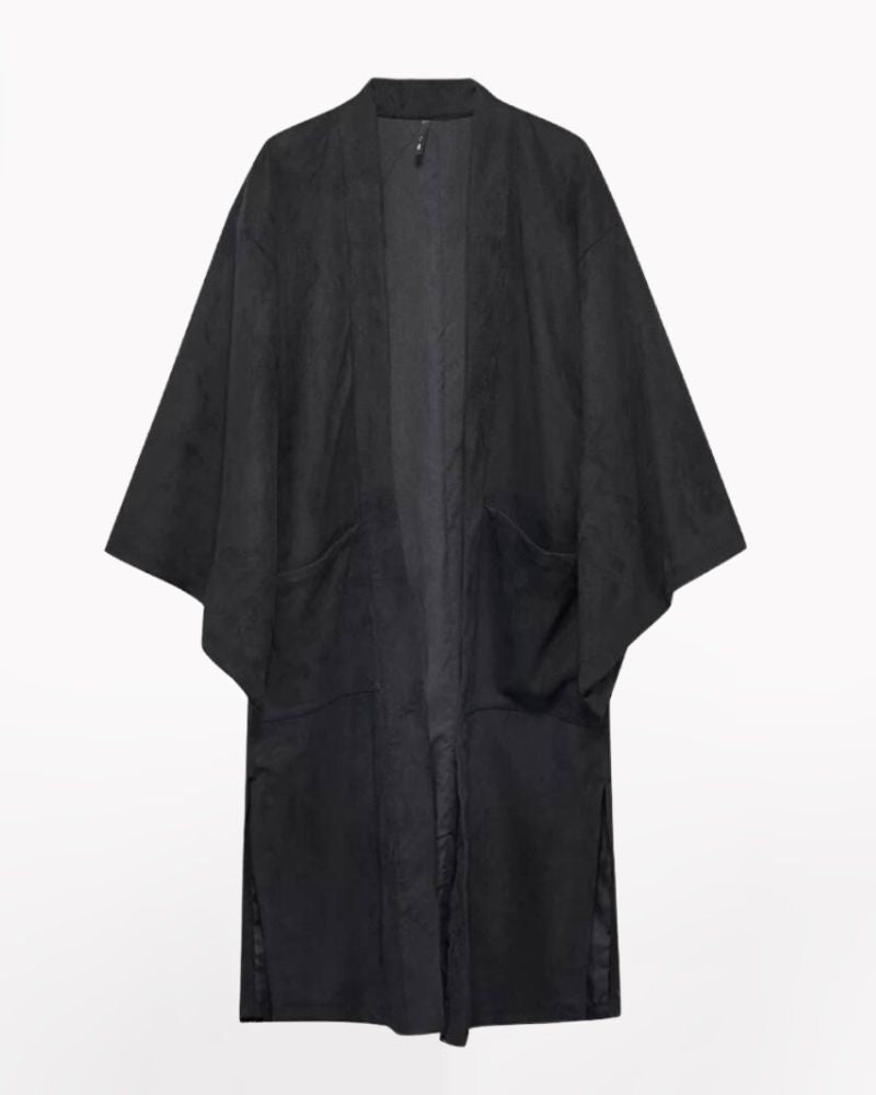Modern Japanese Suede Long Kimino Jacket Zeroph