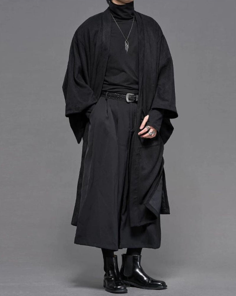 Modern Japanese Suede Long Kimino Jacket Zeroph