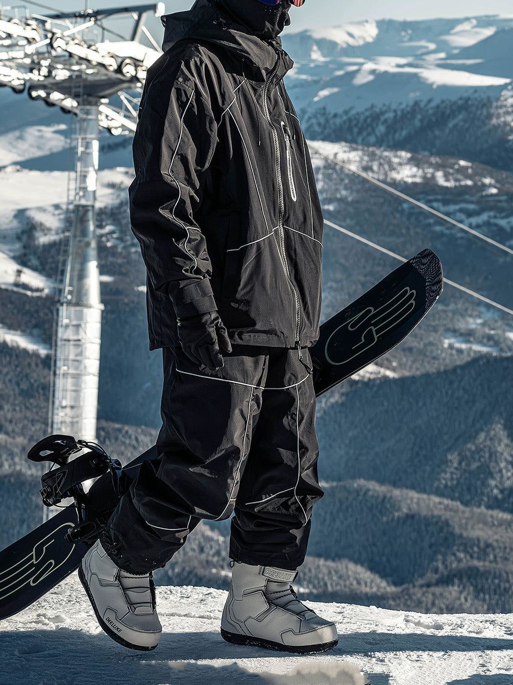 Zeroph Black Reflective Waterproof Ski Suit