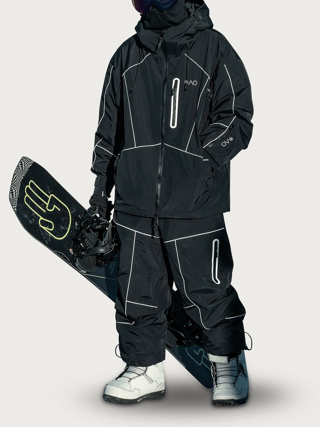 Zeroph Black Reflective Waterproof Ski Suit