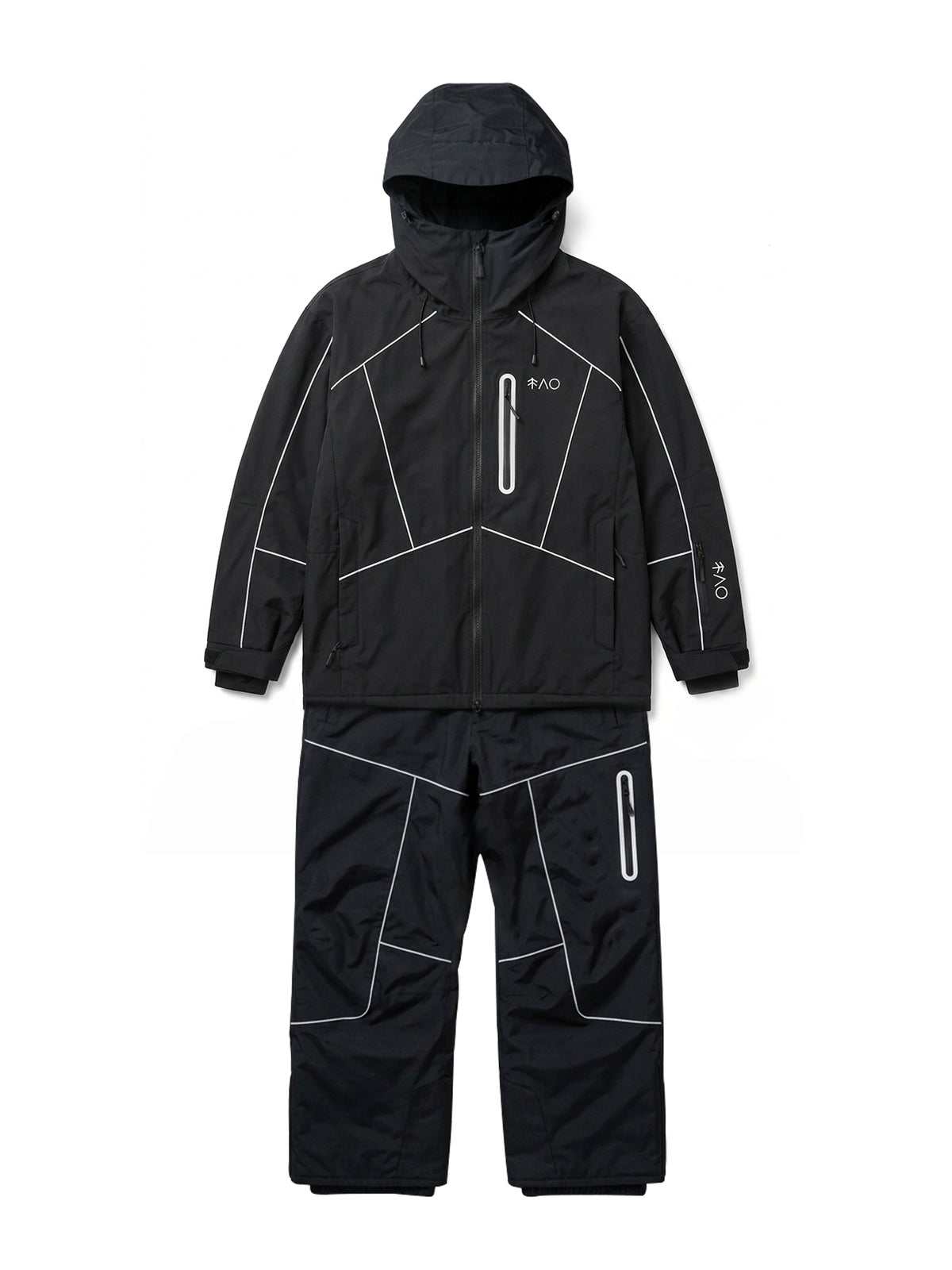 Zeroph Black Reflective Waterproof Ski Suit