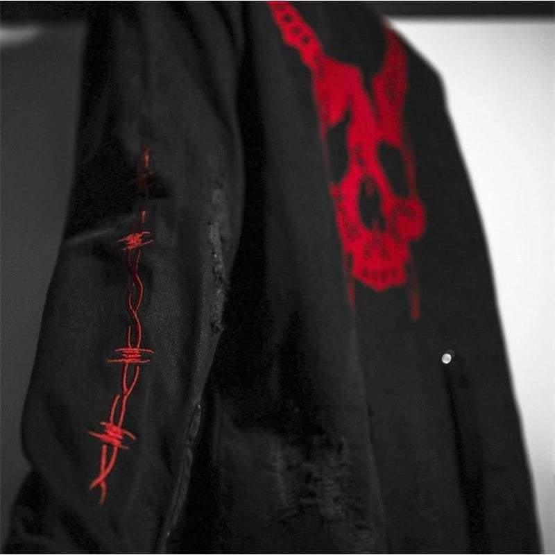 Here I Am Harajuku Horns Denim Jacket - Techwear Official