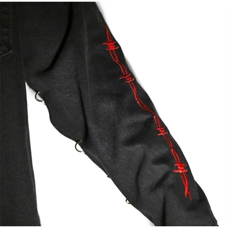 Here I Am Harajuku Horns Denim Jacket - Techwear Official