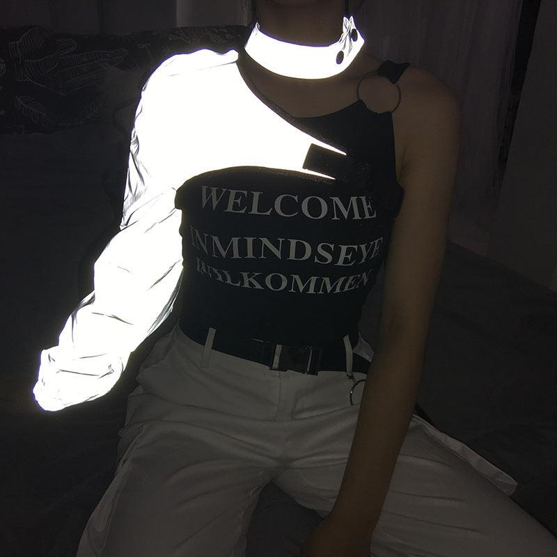 Time To Say Goodbye Reflective Shoulder Top - Techwear Official