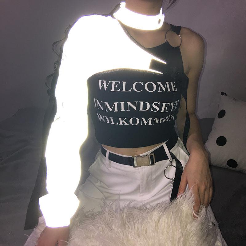 Time To Say Goodbye Reflective Shoulder Top - Techwear Official